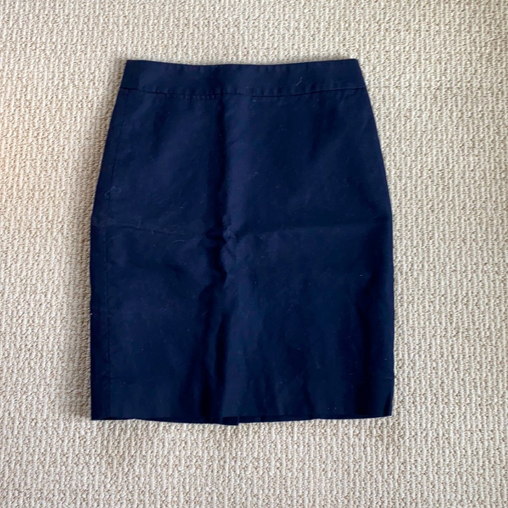 Navy J Crew Pencil Skirt
